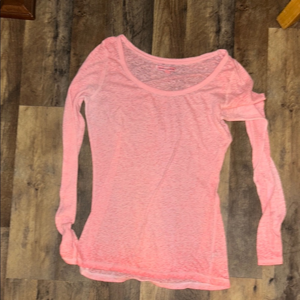 American Eagle Outfitters Pink Long Sleeve Fitted Blouse